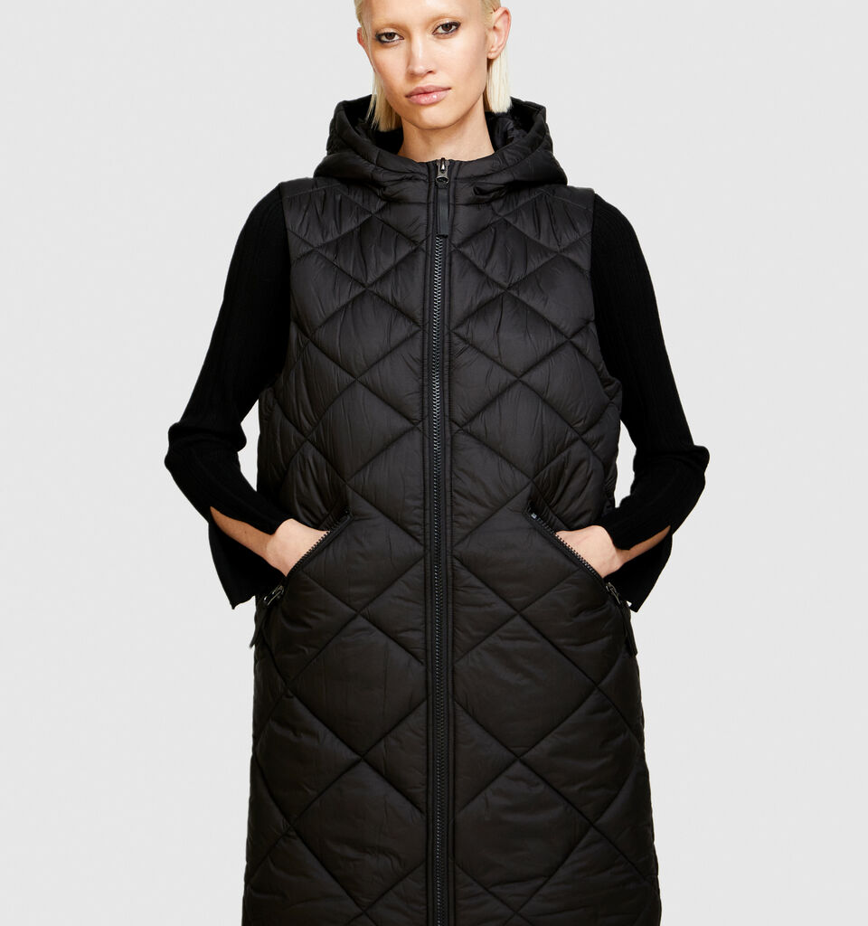 Long vest with hood - women's vests and sleeveless jackets - Black | Sisley image number 4
